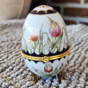 Vintage Egg Shaped Trinket Box